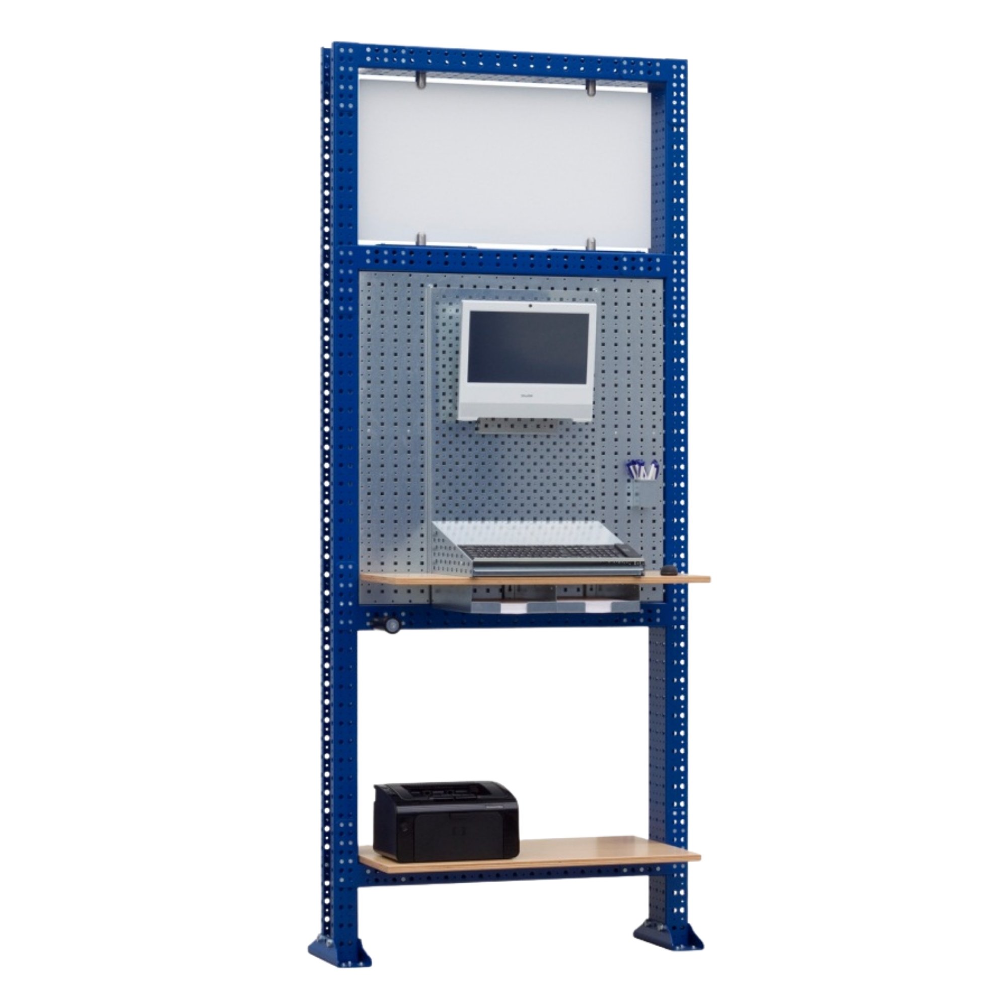 Arbeitsinsel mit zwei Holzablagen